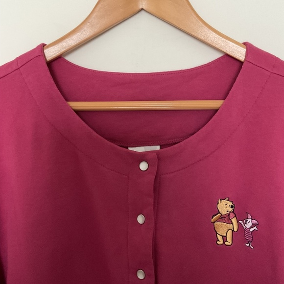 Disney Store Pink Disney Winnie the Pooh & Piglet Pearl Snap Sweatshirt Sz XXL - Picture 2 of 11